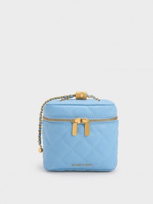 Charles & Keith Nezu Gesteppt Boxy Crossbody Taschen Hellblau | 451WVYBQX