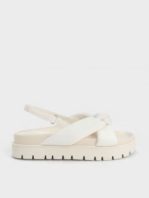 Charles & Keith Nylon Knotted Plateausandalen Weiß | 753KJHIVY