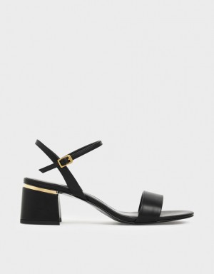 Charles & Keith Open Kappe Ankle Riemen Block Sandalen Absatz Schwarz | 917VFRWOY