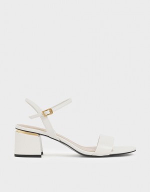 Charles & Keith Open Kappe Ankle Riemen Block Sandalen Absatz Weiß | 712JFKTHA