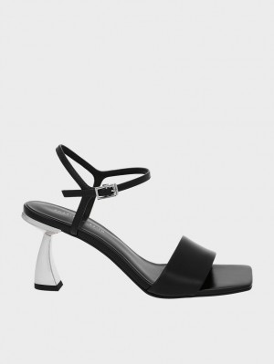 Charles & Keith Open Kappe Curved Sandalen Absatz Schwarz | 429PDTAQM