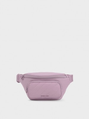 Charles & Keith Panelled Gürteltasche Lila | 586HTJLMB