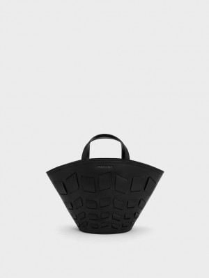 Charles & Keith Panelled Tragetaschen Schwarz | 862RJHOTY