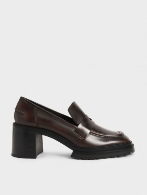 Charles & Keith Penny Loafer Pumps Dunkelbraun | 389LFQIER