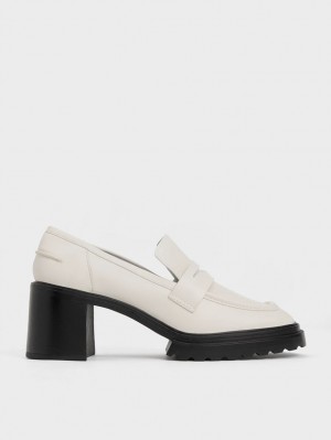 Charles & Keith Penny Loafer Pumps Weiß | 782RXQCIV