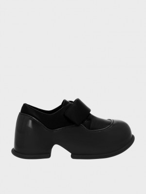 Charles & Keith Pixie Lack Plattform Halbschuhe Schwarz | 380QSAOBW