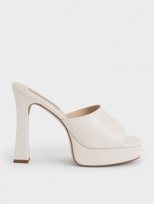 Charles & Keith Plattform Block Heel Mules Weiß | 697YIVWNH