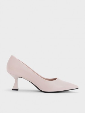 Charles & Keith Pointed-Kappe Flare Heel Pumps Rosa | 251TJEIRG