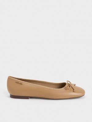 Charles & Keith Rhea Bow Ballerinas Braun | 158ATUIVP