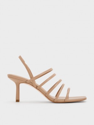 Charles & Keith Riemchen Blade Sandalen Absatz Beige | 391VTPGSC