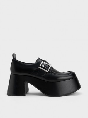 Charles & Keith Rubina Buckled Chunky Halbschuhe Schwarz | 576QHYVID