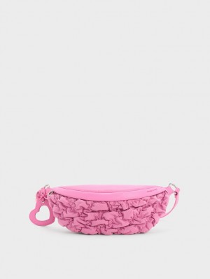 Charles & Keith Ruched Nylon Bum Gürteltasche Rosa | 654RFYIPW