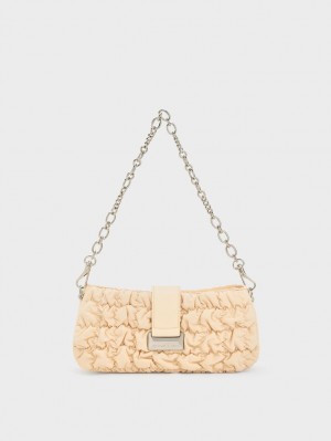 Charles & Keith Ruched Nylon Chain Handtasche Beige | 391HXBVQP