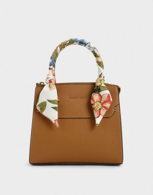 Charles & Keith Scarf-Wrapped Top Handtasche Braun | 321XNPRFL