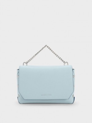 Charles & Keith Screw Motif Front Flap Tragetaschen Blau | 650GFMTDZ