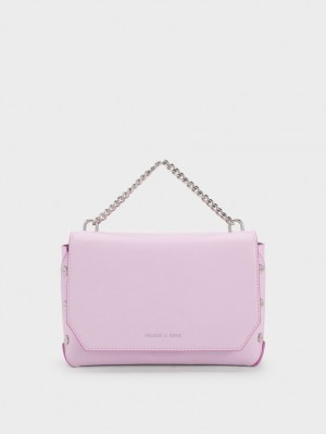 Charles & Keith Screw Motif Front Flap Tragetaschen Lila | 584USVKJZ