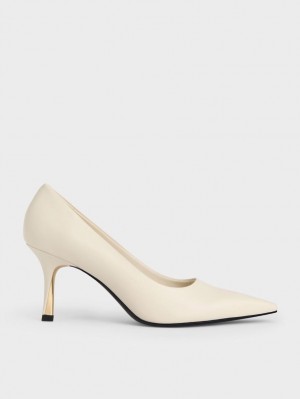 Charles & Keith Sculptural Heel Pointed-Kappe Pumps Weiß | 439BDCHVA