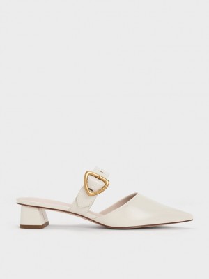 Charles & Keith Sepphe Cut-Out Absatz Mules Weiß | 125JNZGVC