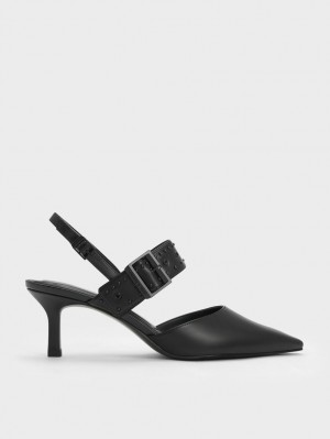 Charles & Keith Sepphe Grommet Slingback Pumps Schwarz | 947JZHBNE