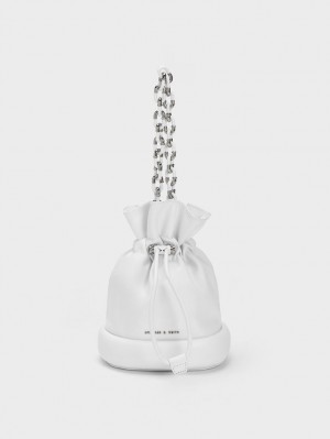 Charles & Keith Shiloh Drawstring Bucket Tasche Weiß | 068OQBECG