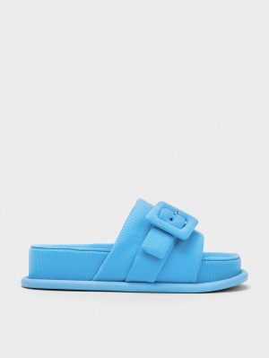 Charles & Keith Sinead Woven Buckled Rutschen Sie Sandalen Blau | 540ECUSWY