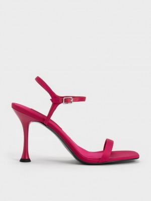 Charles & Keith Spool Heel Satin Sandalen Absatz Rot | 196DTLMZE