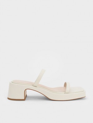 Charles & Keith Square-Kappe Plateausandalen Weiß | 368EGLQIT