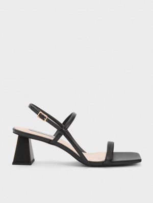 Charles & Keith Square-Kappe Riemchensandalen Schwarz | 501DECYXV