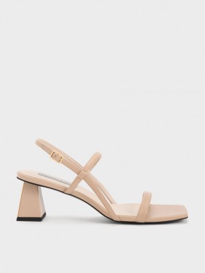 Charles & Keith Square-Kappe Riemchensandalen Beige | 238WXDTVE