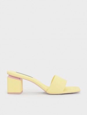 Charles & Keith Square Block Heel Mules Gelb | 092IOZATE