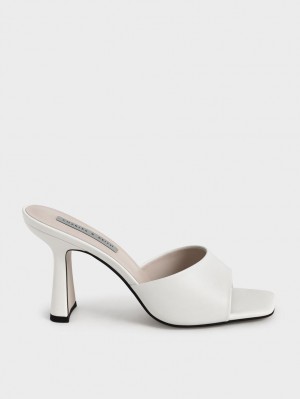 Charles & Keith Square Kappe Absatz Mules Weiß | 612UWJLZS