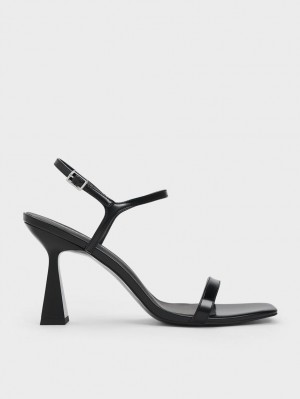 Charles & Keith Square Kappe Trapeze Sandalen Absatz Schwarz | 047CEKGLS