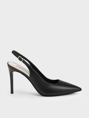 Charles & Keith Stiletto Heel Slingback Pumps Schwarz | 952SQGKFO