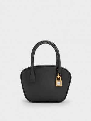 Charles & Keith Suki Padlock Tragetaschen Schwarz | 263OLGXCP