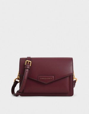 Charles & Keith Tiaret Envelope Crossbody Taschen Bordeaux | 649VWJDAG