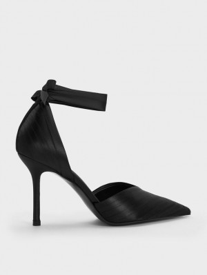 Charles & Keith Tie-Around D'Orsay Pumps Schwarz | 089LIDPJT