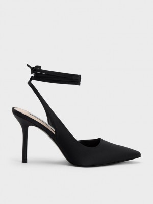 Charles & Keith Tie-Around Slingback Pumps Schwarz | 854BMUGTH