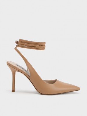 Charles & Keith Tie-Around Slingback Pumps Braun | 502VFIYMR