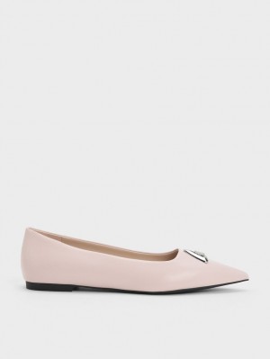 Charles & Keith Trice Metallic Accent Pointed-Kappe Flache Schuhe Rosa | 143OSETHD