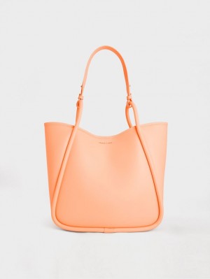 Charles & Keith Tubular Slouchy Tragetaschen Orange | 253NDBLRW