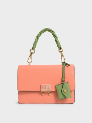 Charles & Keith Twisty Schultertaschen Orange | 549COTXYR