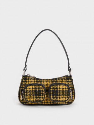 Charles & Keith Woven Check-Print Schultertaschen Mehrfarbig | 943DXEAMR