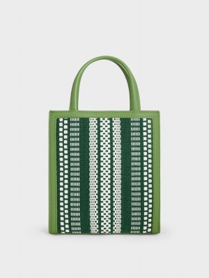 Charles & Keith Woven Double Handle Tragetaschen Hellgrün | 975WCSRKE