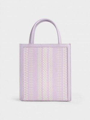 Charles & Keith Woven Double Handle Tragetaschen Lila | 094TELUKP