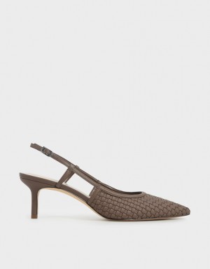 Charles & Keith Woven Slingback Pumps Braun | 325WRXJYU