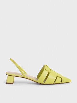 Charles & Keith Woven Slingback Pumps Hellgrün | 481RVBWGN