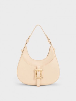 Charles & Keith Xanthe Hobo Tasche Beige | 479QIXNGZ