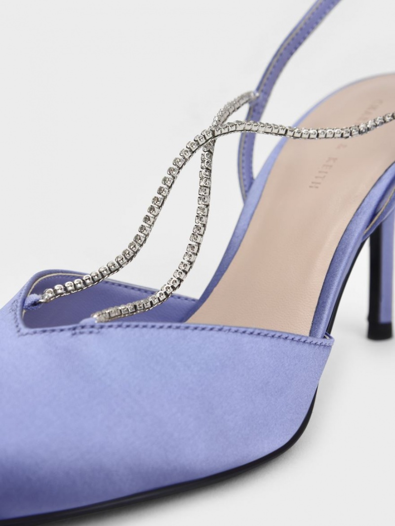 Charles & Keith Adel Recycled Polyester Gem-Riemen Slingback Ballerina Pumps Blau | 416LRZBOP