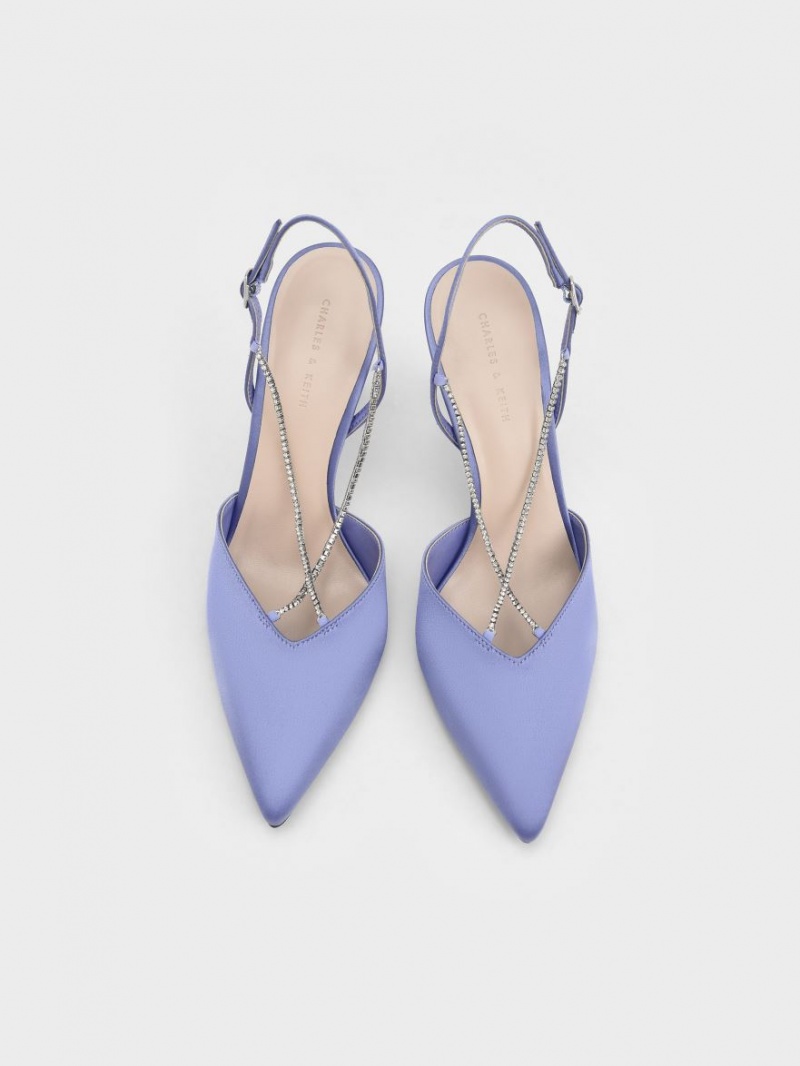 Charles & Keith Adel Recycled Polyester Gem-Riemen Slingback Ballerina Pumps Blau | 416LRZBOP