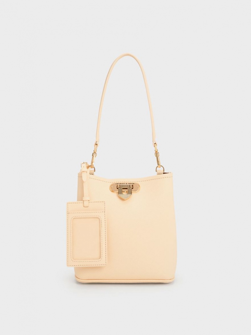 Charles & Keith Alcott Bucket Tasche Beige | 803YOGNPC